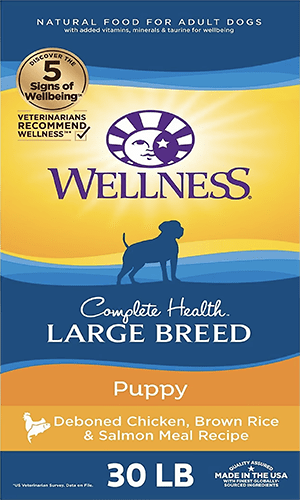 Wellness Large Breed Complete Health Puppy Deboned Chicken, Brown Rice & Salmon Meal Recipe Dry Dog Food