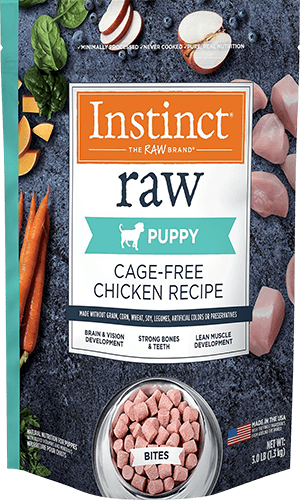 Instinct Raw Frozen Puppy Bites Grain-Free Cage-Free Chicken Recipe Dog Food, 3-lb bag